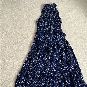Navy Polka Dot Sleeveless Dress